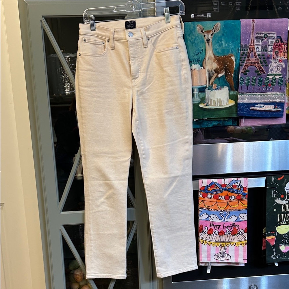 J. Crew Factory Women's Cream Straight Leg Jeans 25
